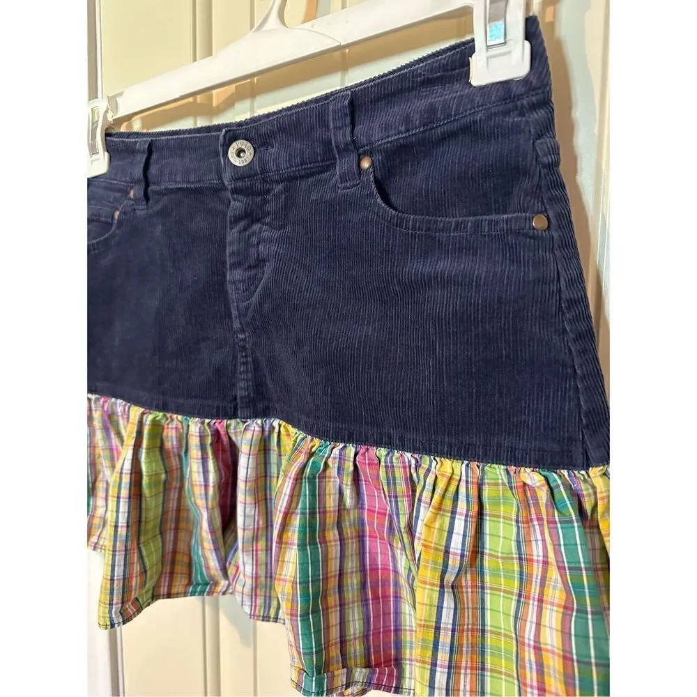 Ralph Lauren Girls Corded Corduroy Plaid Skirt - Size 14